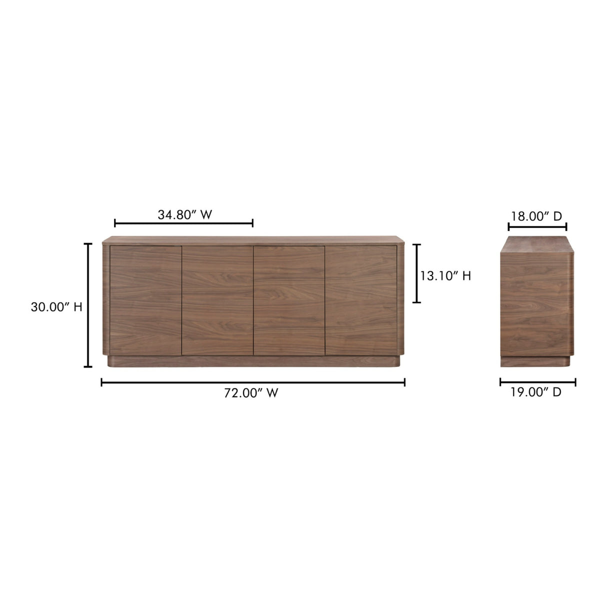 4-Door Wooden Sideboard | Novi Living Round Off | Oroa.com