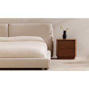 2-Drawer Wooden Tall Nightstand | Novi Living Round Off | Oroa.com