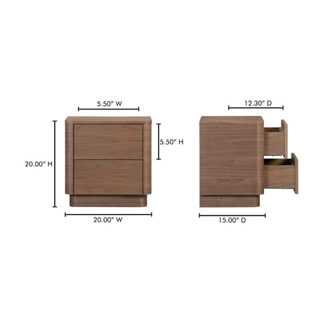 Modern European furniture - 2-Drawer Wooden Tall Nightstand - www.oroa.com