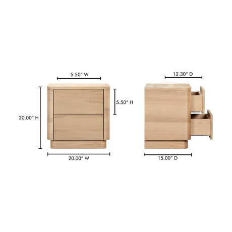 Modern European furniture - 2-Drawer Wooden Tall Nightstand - www.oroa.com