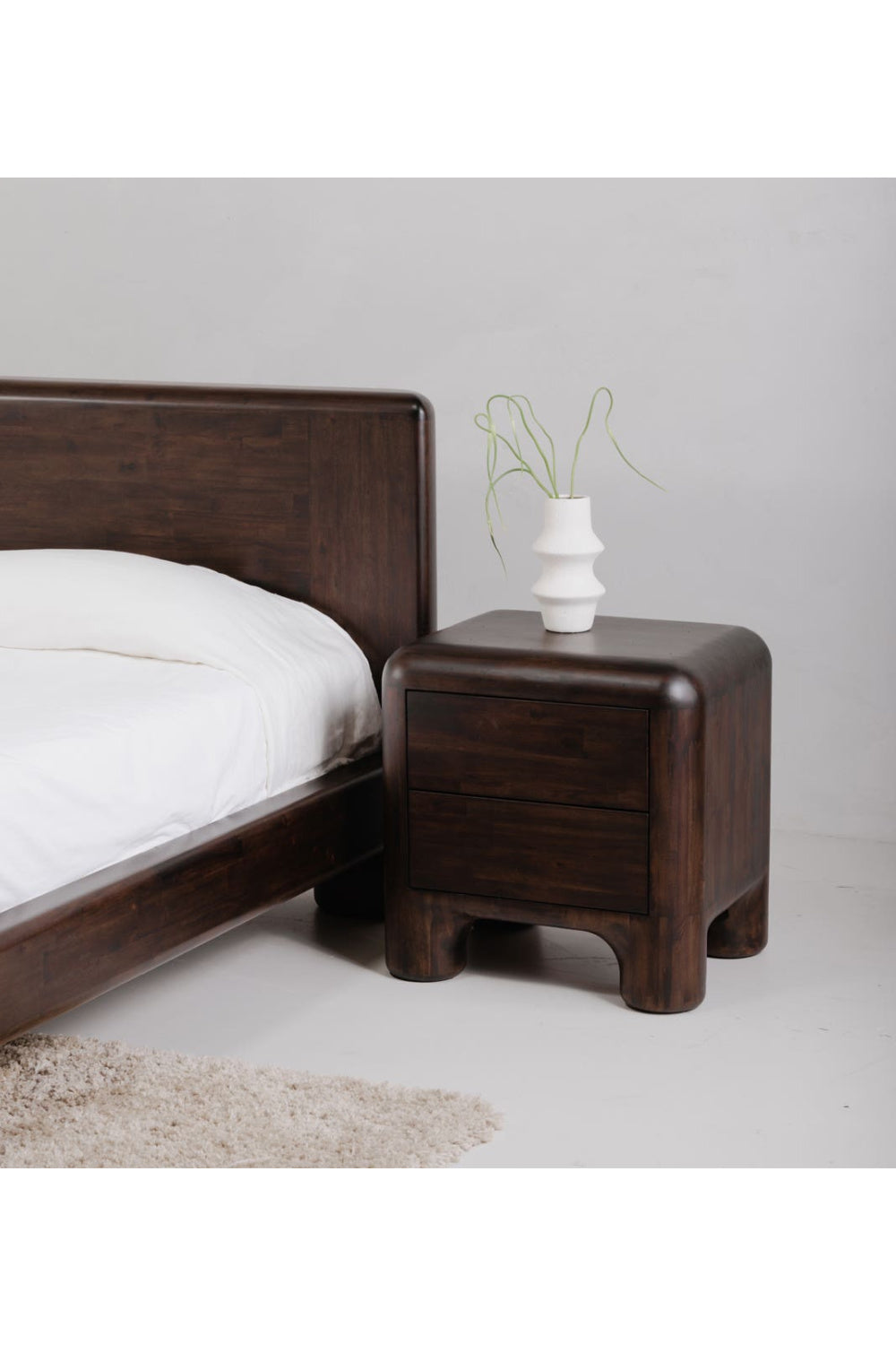 Brown Acacia 2-Drawer Nightstand | Novi Living Rowan | Oroa.com