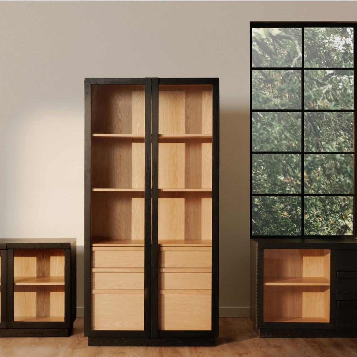 Modern European furniture - Black Solid Ash Tall Cabinet - www.oroa.com
