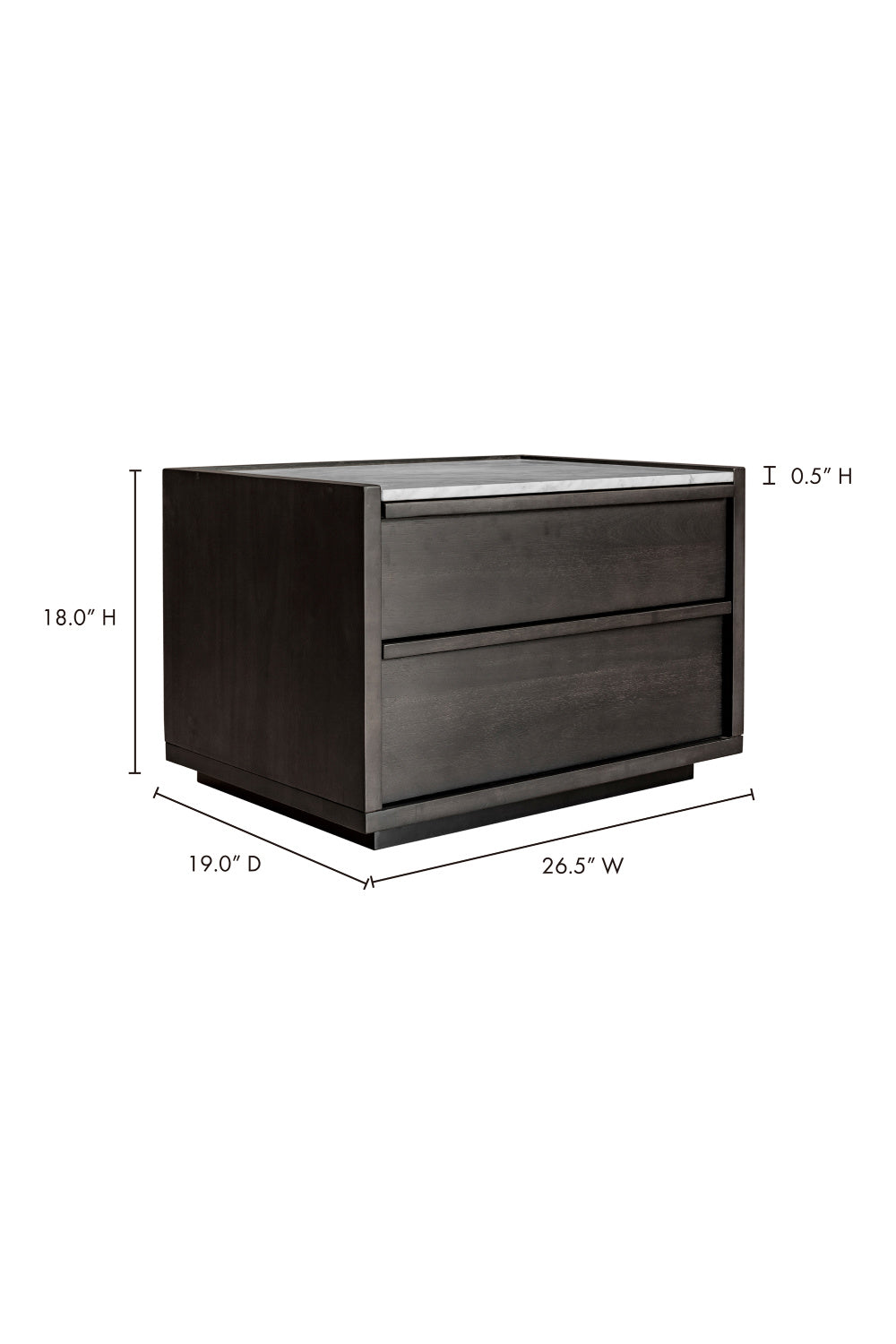 Modern European furniture - Acacia Veneer 2-Drawer Nightstand - www.oroa.com