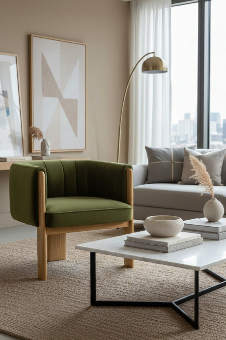 Green Curved Accent Chair | Novi Living Sofi | Oroa.com