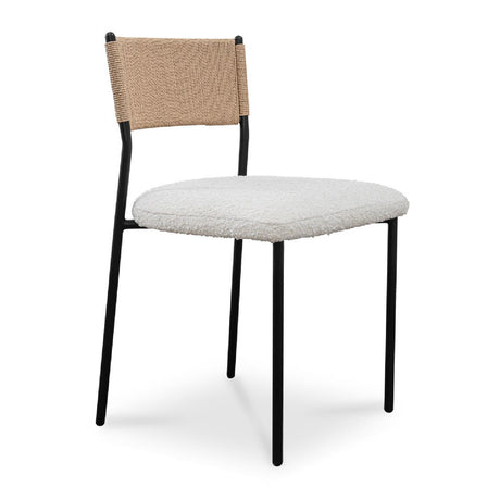 Modern European furniture - White Boucle Dining Chair (2) - www.oroa.com