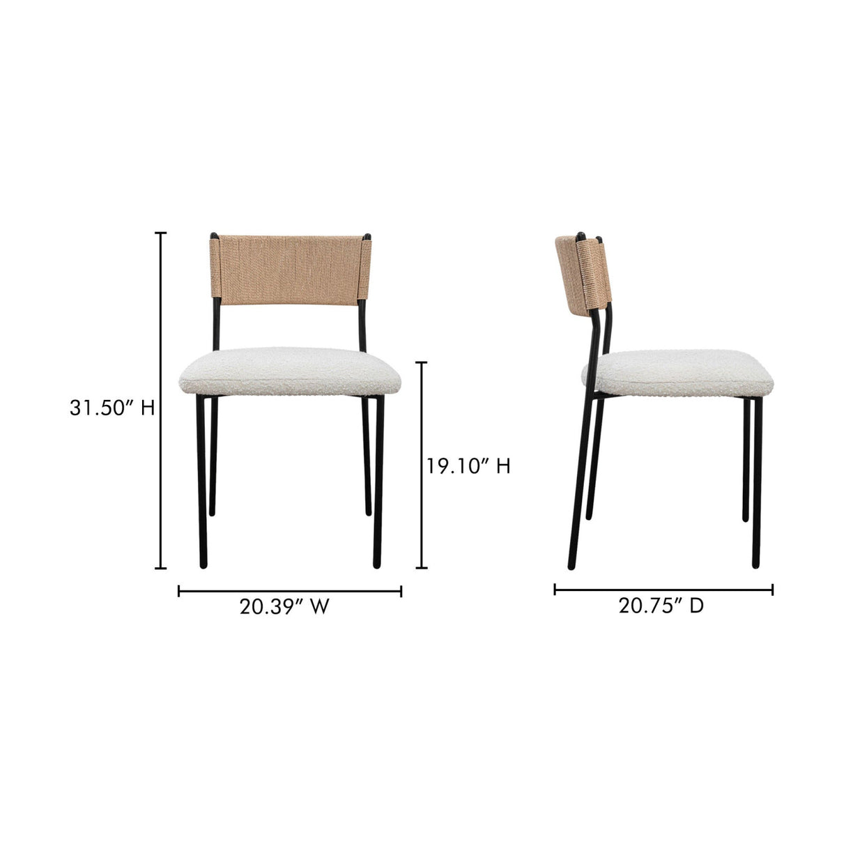 Modern European furniture - White Boucle Dining Chair (2) - www.oroa.com