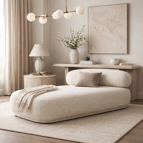   Ecru Bouclé Chaise Lounge | Oroa.com