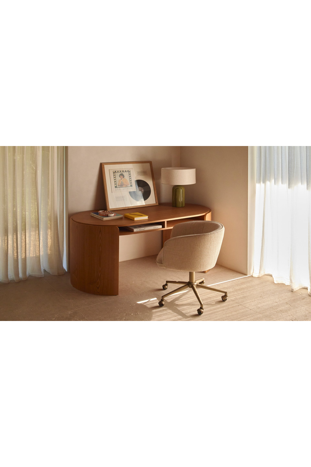 Oval Wood 2-Drawer Desk | NV Gallery Elipse | Oroa.com