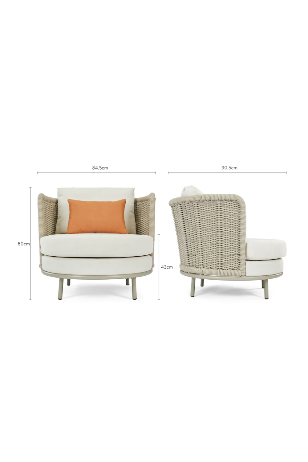 Taupe Curved Outdoor Armchair | NV Gallery Florentino | Oroa.com