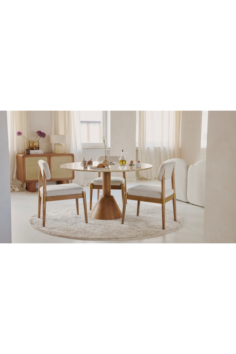 Travertine Pedestal Dining Table | NV Gallery Izia | Oroa.com
