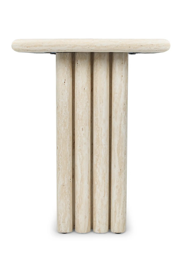 Layered Base Travertine Side Table | NV Gallery Artemis | Oroa.com