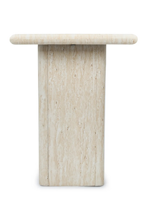 Layered Base Travertine Side Table | NV Gallery Artemis | Oroa.com