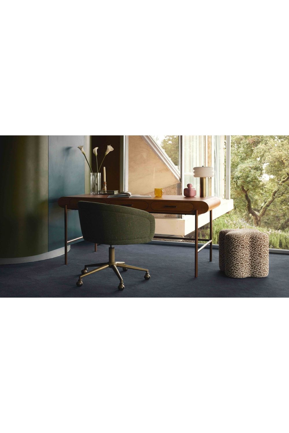 Cylindrical Brass Table Lamp | NV Gallery Houston | Oroa.com