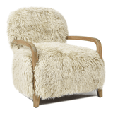 New Zealand Sheepskin Accent Chair with Oak Arms – OROA – front view