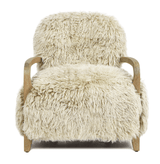 New Zealand Sheepskin Accent Chair with Oak Arms – OROA – side view