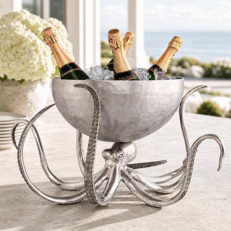 Pewter & Steel Octopus Ice Tub - OROA