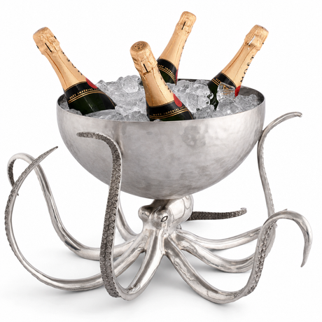Pewter & Steel Octopus Ice Tub - OROA