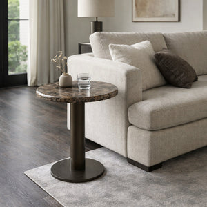   Modern European furniture - Brown Marble Pedestal Side Table - www.oroa.com | Oroa.com