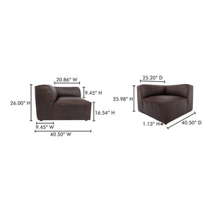 Modern European furniture - Brown Leather Corner Chair - www.oroa.com