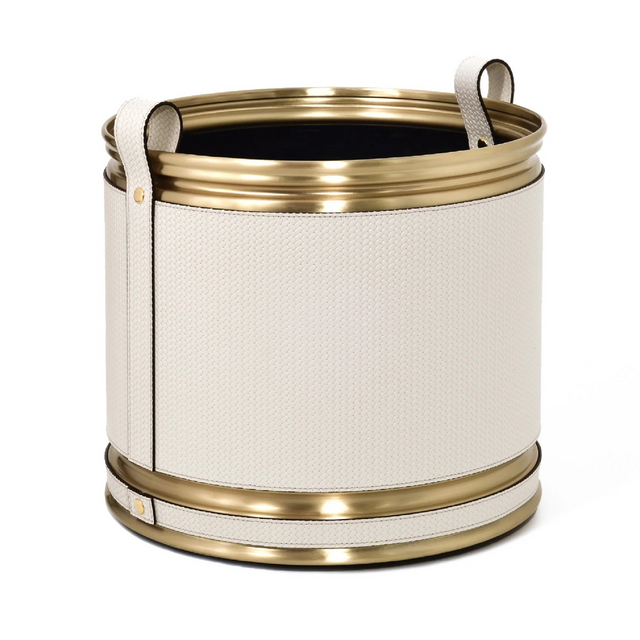 Leather Wheeled Cachepot | Pinetti  | OROA.com