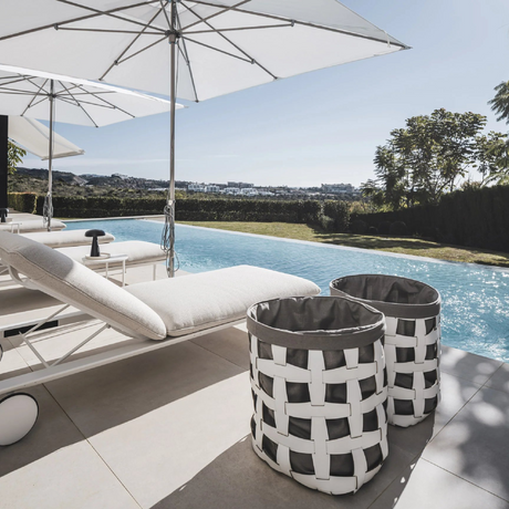   Woven Leather Outdoor Basket | Oroa.com