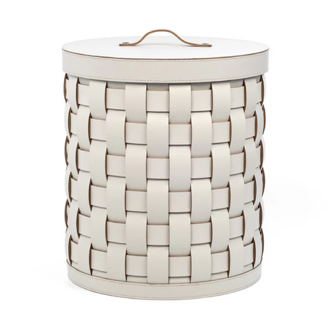 Woven Leather Lidded Paper Bin | Pinetti Demetra | OROA.com