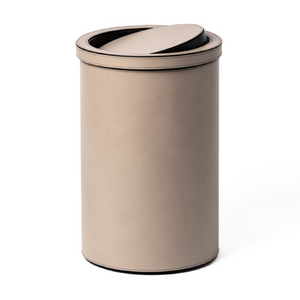 Cylindrical Leather Tilting Lid Bin | Pinetti | OROA.com