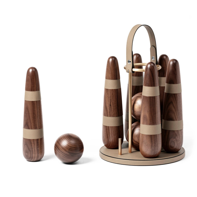 Walnut Wood Bowling Set | Pinetti | OROA.com