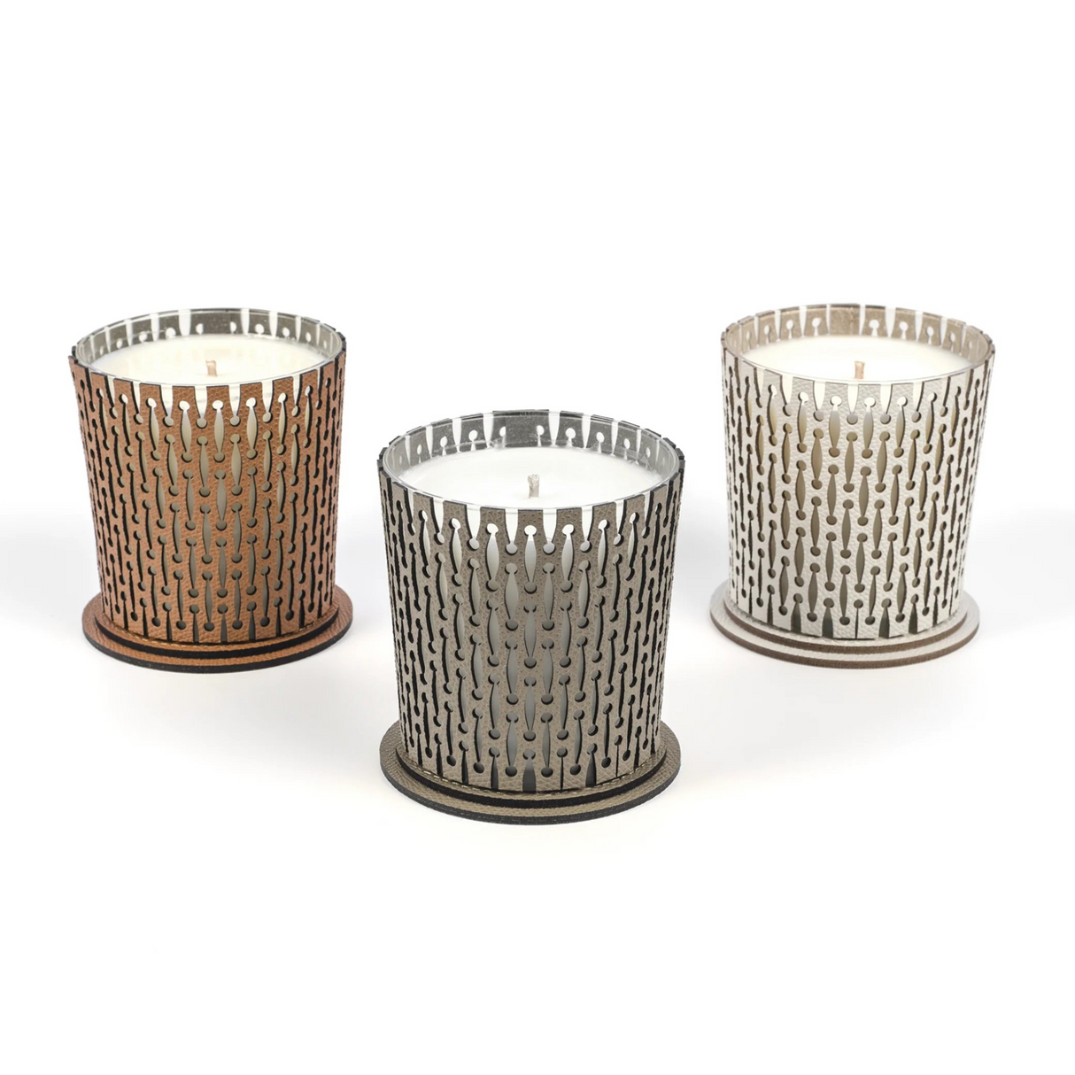 Leather Covered Glass Candle | Pinetti | OROA.com