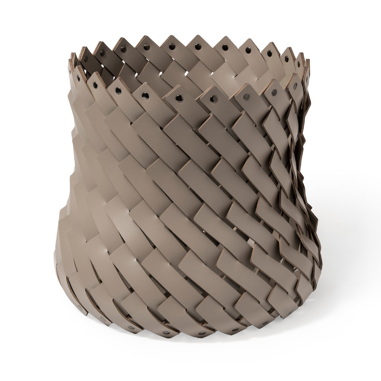 Handwoven Leather Strips Basket M | Pinetti Almeria | OROA.com