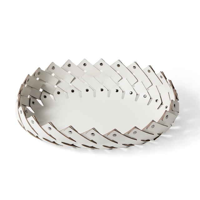 Woven Leather Strips Oval Basket | Pinetti Almeria | OROA.com