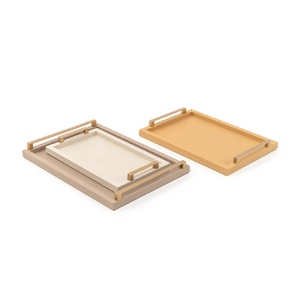 Leather Tray with Metal Handle | Pinetti Jupiter | OROA.com