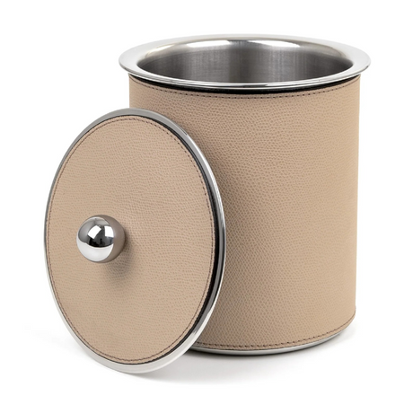 Cylindrical Leather Covered Ice Bucket | Pinetti Axel | OROA.com