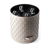 Wheeled Woven Leather Basket | Pinetti Demetra | OROA.com