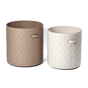 Wheeled Woven Leather Basket | Pinetti Demetra | OROA.com