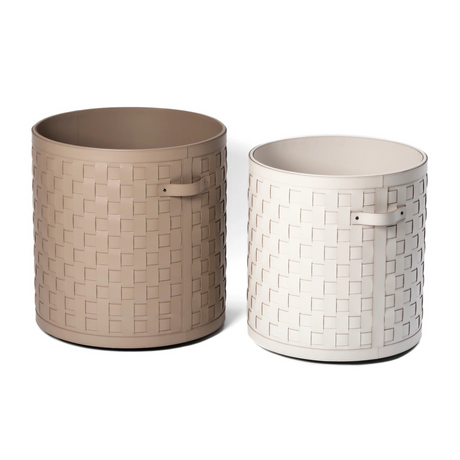 Wheeled Woven Leather Basket | Pinetti Demetra | OROA.com