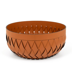 Handwoven Leather Round Basket L | Pinetti Canaria | OROA.com