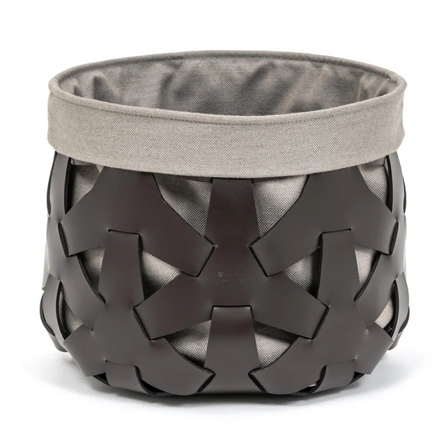 Woven Leather Round Basket S | Pinetti Granada | OROA.com