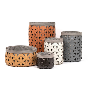 Woven Leather Round Basket | Pinetti Granada | OROA.com