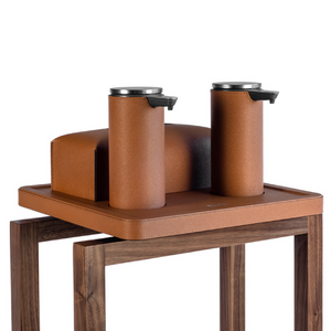 Walnut Framed Leather Sanitizing Stand | Pinetti Igea | OROA.com