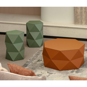 Leather Faceted Accent Stool | Pinetti Euclide | OROA.com