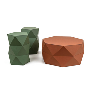 Leather Faceted Accent Stool | Pinetti Euclide | OROA.com