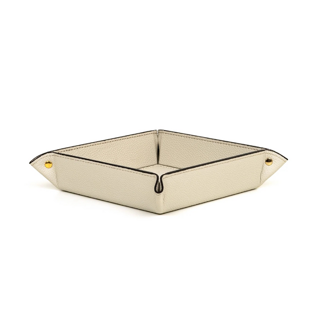 Square Studded Leather Trinket Tray | Pinetti Rigid | OROA.com