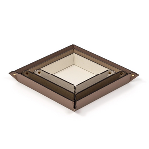 Square Studded Leather Trinket Tray | Pinetti Rigid | OROA.com