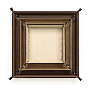 Square Studded Leather Trinket Tray | Pinetti Rigid | OROA.com