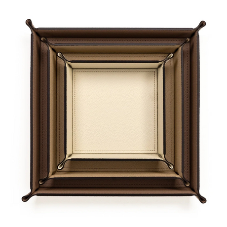 Square Studded Leather Trinket Tray | Pinetti Rigid | OROA.com