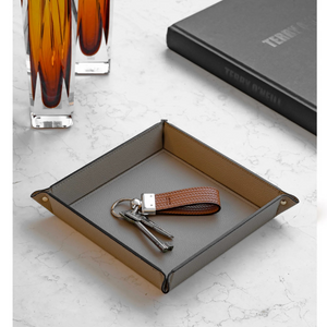 Square Studded Leather Trinket Tray | Pinetti Rigid | OROA.com