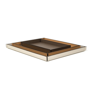 Rectangular Calfskin Leather Tray | Pinetti Leslie | OROA.com