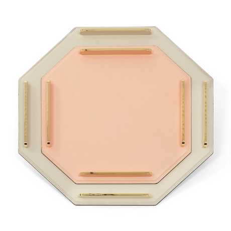 Leather Octagonal Decorative Tray | Pinetti Este | OROA.com