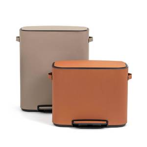 Leather Covered Tall Pedal Bin | Pinetti Big | OROA.com